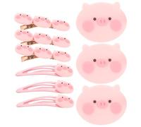 DECOMELODY 9Pcs Cute Cartoon Pig Hair Clips Set for Pink Lovely Pig Hairpin Collection with Small Clip Number 2 Soft - Hair Accessories for Everyday Wear