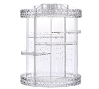DECOMELODY Acrylic Cosmetic Storage Box Large Rotating Makeup Display Stand with Diamond Pattern Organizer for Vanity Bathroom Bedroom Office for Year and Mother Day