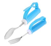 DECOMELODY Adaptive Tremor Spoon and Fork Set for Elderly Curved Anti-Shake Disability Cutlery with Easy-Grip Design Hygienic Nonporous Surface for Arthritis and Weak Grip Users