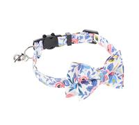 DECOMELODY Adjustable Bowknot Cat Collar with Blue White Floral Design Lightweight Skin Friendly Pet Accessory for Cats and Kittens Festive Holiday Decor for Christmas Birthdays and Parties