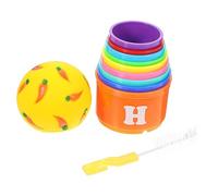 DECOMELODY Adjustable Bunny Food Holder Cups with Treat Ball and Cleaning Brush Kit Food Grade Plastic Stacking Cups for Rabbits Safe Smooth Surface Snack for Bunny Mental and Physical