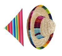 DECOMELODY Adjustable Dog Sombrero Hat with Bandana Woven Fiesta Mexican Costume for Small Dogs and Cats Fit Easy to Clean Pet Party Dress Up Accessory
