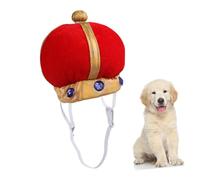 DECOMELODY Adjustable Red Pet Crown Hat for Cats Comfortable Soft Fabric Elastic Band Cat Headband Cosplay Headdress for Parties Daily Wear and Photo Shoots