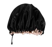 DECOMELODY Adjustable Satin Shower Caps Double Layers Hair Bonnet for Bathing Night Sleep Unisex Hair Protection Cap Soft Durable for Shower Conditioning