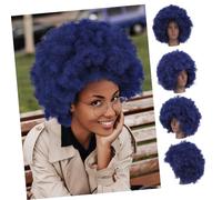 DECOMELODY Afro Curl Wig Breathable Synthetic Heatresistant Fibers Comfortable Natural Afro Style Elegance Blue for Black Women Themed Parties