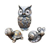 DECOMELODY Animal Shape Solar Power Lamp Solar Light Outdoor Resin Owl Cartoon Creative Decor for Garden Healthy Lighting Environmental Protection