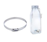DECOMELODY Anti-leak Small Pet Hanging Waterer for Rabbits and Hamsters Sturdy Glass Water Kettle with Fixing Ring Easy to Fill and Install Quiet Drinking Bottle for Cage