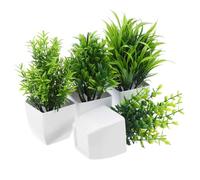 DECOMELODY Artificial Potted Plant Bonsai Set Lifelike Appearance with Plastic Material 4pcs and Vivid Realistic Style Soothes for Indoor Home Decor, Office Bookshelves and Garden Spaces