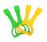 DECOMELODY Baby Stand up Pull Rings and Nursery Crib Pull Rings for Infants with Assist Function for Learning to Walk 4pcs Set in Yellow and Green for Baby Beds and Playpens Random Style