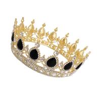 DECOMELODY Baroque round Waterdrop Crystal Bridal Tiara Crown Hair Accessory Gold Black Rhinestone Wedding Headdress Sweet Hair Prop for Brides and Formal Occasions