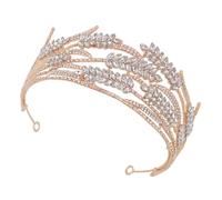 DECOMELODY Baroque Style Wedding Bride Tiara Crown Gold Shiny Bridal Hairpiece for Women Princess Birthday and Formal Occasion