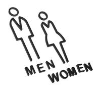 DECOMELODY Black Acrylic Hollow Unisex Bathroom Sign with Self-adhesive Backing Thickened Material Modern Minimalist Design for Restroom Door Decoration