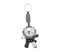 DECOMELODY Black and White Cot Pendant with Animal-Themed Hanging Wind Chime for Newborn Visual Stimulation and Grasping Development Crib Plaything