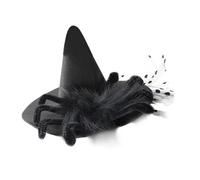 DECOMELODY Black Spider Web Gauze Witch Mini Hat Hairpin for Women, Lightweight Satin and Embossed Plush Clip, Universal-fitting Design for Costume and Theme Parties