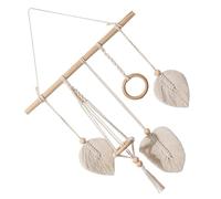 DECOMELODY Bohemian Macrame Hair Bow Organizer Woven Wall Decor for Hair Clips and Headbands Beige Cotton Rope Hanging Rack Creative Storage for Home Office Shop Bedroom Living