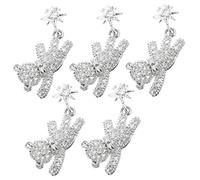 DECOMELODY Bowknot Bear Nail Art Decorations Lovely Nail Charms 5Pcs Japanese Style Alloy and Zircon Studs for Manicure Decoration Not Easy to Deform Or Rust for Girls and Women
