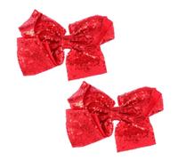 DECOMELODY Bowknot Hair Clips for Boys and Girls 2pcs Large 20cm Sequined Red Barrettes Hairpins Hair Accessories for Girls Party and Everyday Use