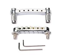 DECOMELODY Bridge Tailpiece with Roller Saddle for Style Electric Guitar Replacement Chrome Die-cast Metal Guitar Bridge Kit with Studs and Wrenches Easy Mounting for DIY Repair and Sound