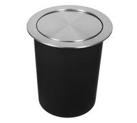 DECOMELODY Built In Stainless Steel Kitchen Trash Bin with Swing Flip Lid Embedded Desktop Waste Can for Food Smell Management Corrosion Resistant Counter Garbage Container