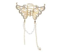 DECOMELODY Butterfly Hair Clip for Women Opal and Metal Design Tassel and Moving Butterfly Decoration for Bridal Hair Accessories and Wedding Styling