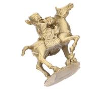 DECOMELODY Cai Shen God of Wealth Riding Horse Sculpture Brass Feng Shui Decor for Chinese Year Prosperity and Fortune Home Accent