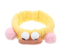 DECOMELODY Cartoon Plush Spa Headband with Playful Sausage Mouth Design Elastic Skincare Hair Wrap for Women Cute Big-eyed Yellow Hair Accessory for Face Washing and Beauty Routine