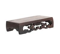 DECOMELODY Carved Chinese Wooden Base Rectangular Display Stand for Plants and Crafts Solid Wood Flower Pot Pedestal with Rustic Style Stable Decorative Display Pedestal for Bonsai Balls Home