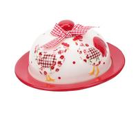 DECOMELODY Ceramic Butter Plate with Floral Relief Design Household Cheese and Dessert Storage Dish Smooth Easy Clean Surface Patterned Butter Service Dish for Family and Party Use