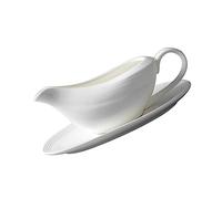 DECOMELODY Ceramic Gravy Boat with Handle Dripless Pour Sauce Container for Hot and Cold Gravy Salad Dressings Broth White Sauce Cup for Western Food Serving and Table Decoration