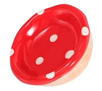 DECOMELODY Ceramic Hamster Feeding Dish Small Animal Bowl for Food and Water Cute Mushroom Design Non-spill Pet Bowl for Chinchillas Gerbils and Daily Feeding