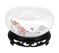 DECOMELODY Ceramic Hydroponic Flowerpot Base for Daffodil and Water Lily, Round 16-17cm Planter Bowl for Indoor Home Garden, Suitable for Aquatic Plants and Hydroponic Cultivation