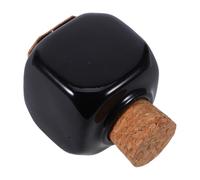 DECOMELODY Ceramic Manicure Medicine Cup with Wooden Cork Bottle Black Nail Art Container Lightweight Compact Storage for Acrylic Powder Liquid Nail Techs