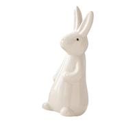 DECOMELODY Ceramic Rabbit Decor Medium White Bunny Ornament Tabletop Accent for Easter and Home Garden Decoration Creative Standing Craft Figurine for Festive Interior and Office Display