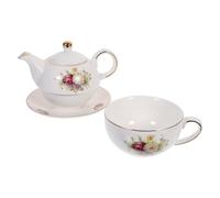 DECOMELODY Ceramic Teapot with Floral Design Including Teapot and Cups for Afternoon Tea Home and Office Elegant Lightweight Portable Tea Serving