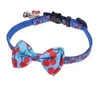 DECOMELODY Cherry Bow Collar for Cats Adjustable Outdoor Kitten Collar Bell Reusable Decorative Cat Supply