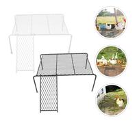DECOMELODY Chicken Stand Rack with Hollow-out Platform and Ladder Stable Iron Construction for Safe Chicken Coop Supply and Small Pet Landscaping Black and White Large