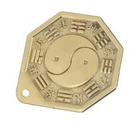 DECOMELODY Chinese Style Brass Bagua Mirror Hanging Ornament Diagonal Vintage Eight Trigrams Decorative Home Adornment Wall Decor with Antique Brass Finish
