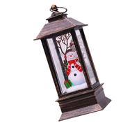 DECOMELODY Christmas Decorative Lantern Wind Lamp with Snowman Design, Portable Tabletop Christmas Lantern Light for Holiday Home Decor, Creative Desktop Decorative Light