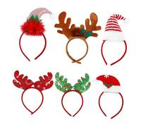 DECOMELODY Christmas Hair Hoops 6pcs Mixed Antler Headbands Bulk Set for Holiday Parties and Festive Photo Props