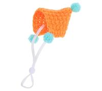 DECOMELODY Christmas Mini Hat for Guinea Pigs and Hamsters, Knitted Yarn Cute Pet Hat with Adjustable Strap, Easy to Wear Orange Holiday Party Costume Accessory for Photo Props