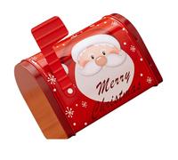DECOMELODY Christmas Tinplate Cookie Tin with Lid Small Gift Box for Candy Biscuits Treats Festive Xmas Party Favor Holiday Storage Case with Easy Open Closure
