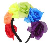 DECOMELODY Colorful Rainbow Flower Headband Lightweight Party Hair Accessory with Floral Design for Pride Events Photo Props and Themed Celebrations