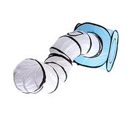 DECOMELODY Creative Cat Tent Tunnel S Type Collapsible Pet Tube for Indoor Play Stylish Blue Design Easy to Install Space Saving Fun for Cats and Kittens