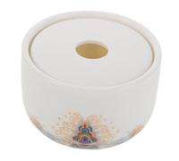 DECOMELODY Creative Ceramic Ashtray with Windproof Lid High Temperature Resistant Porcelain Ash Holder for Home Office Minimalist Beige Vintage Design Easy to Clean and Stylish Smokers