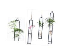 DECOMELODY Creative Hanging Hydroponic Wall Flower Pot Transparent Glass Test Tube Vase with Hemp Rope for Home Decoration Wrought Iron Art Planter Suitable for Water Planting