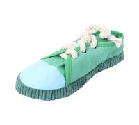 DECOMELODY Creative Pet Slipper Green Cartoon Sound Making Chewing Plaything for Dogs Educational to Reduce Boredom Destructive Behavior for Puppies