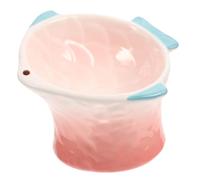 DECOMELODY Creative Pink Fish Shaped Elevated Cat Food Bowl Premium Ceramic Pet Feeder Dish for Cats and Dogs Easy Clean Capacity Food and Treat Plate with Smooth Surface Comfortable Feeding