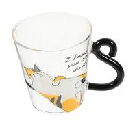DECOMELODY Cute Cat Glass Mug with Handle for Office Home Drinks Transparent Cup for Tea Coffee Juice Milk Smooth Edges Safe Glassware Cat Lovers