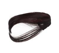 DECOMELODY Dark Brown Clip In Hair Bangs with Thin Fringe Heat Resistant Fake Hair Pieces for Women Texture for Styling Versatility