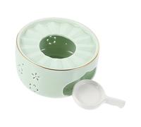 DECOMELODY Delicate Ceramic Teapot Warmer Heating Base with Candle Holder Smooth Surface Tea Heater for Household Office Tea House Shop Light Green Decorative Pot